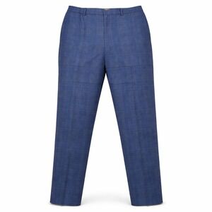 Todd Snyder Plaid Wool Trousers Mens XL Navy Blue Italian Fabric Dress Pants